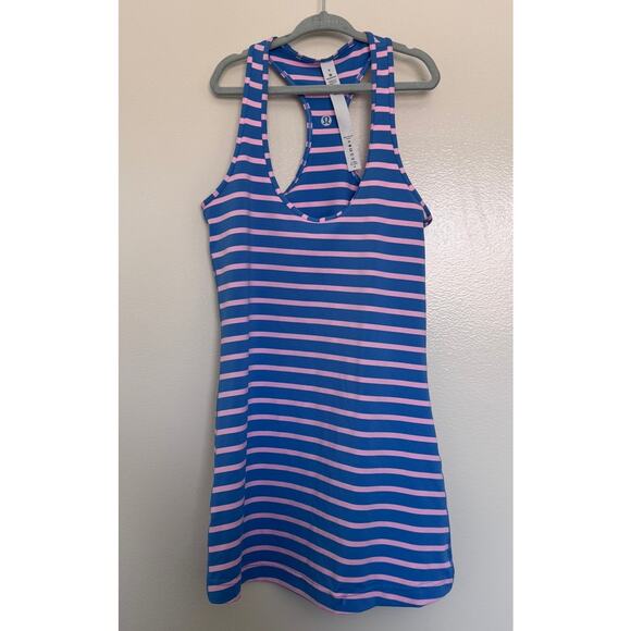 NWOT Lululemon Cool Racerback Bule/Pink Stripe Size 4 - Picture 1 of 3